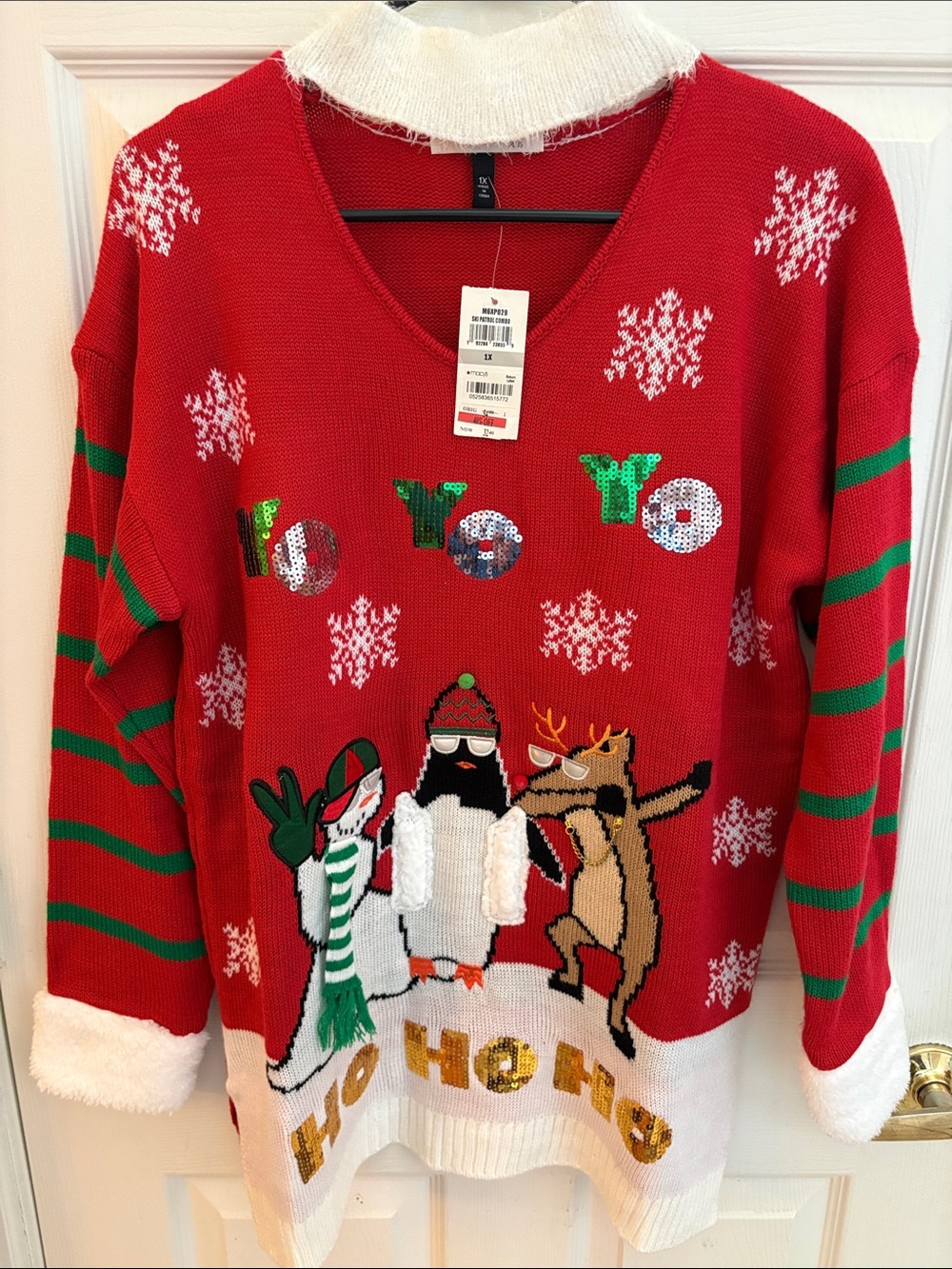 Planet Gold Holiday choker-neck Christmas sweater womens size 1X brand new